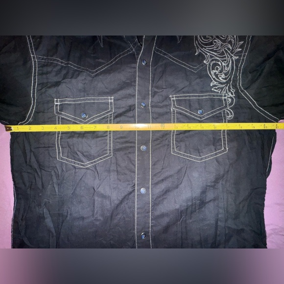 Wrangler Men's ROCK 47 Embroidered Yoke Black Ember Western Snap Shirt Sz M EUC - Picture 5 of 14